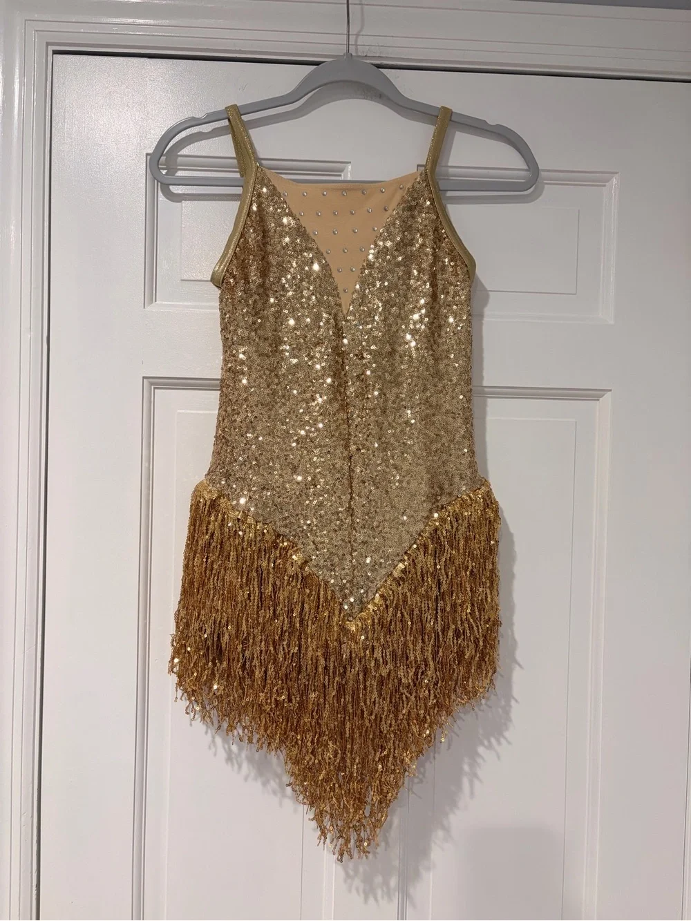Weissman Little Swing Gold Sequin Fringe Jazz Dance Costume Adult Small (SA)